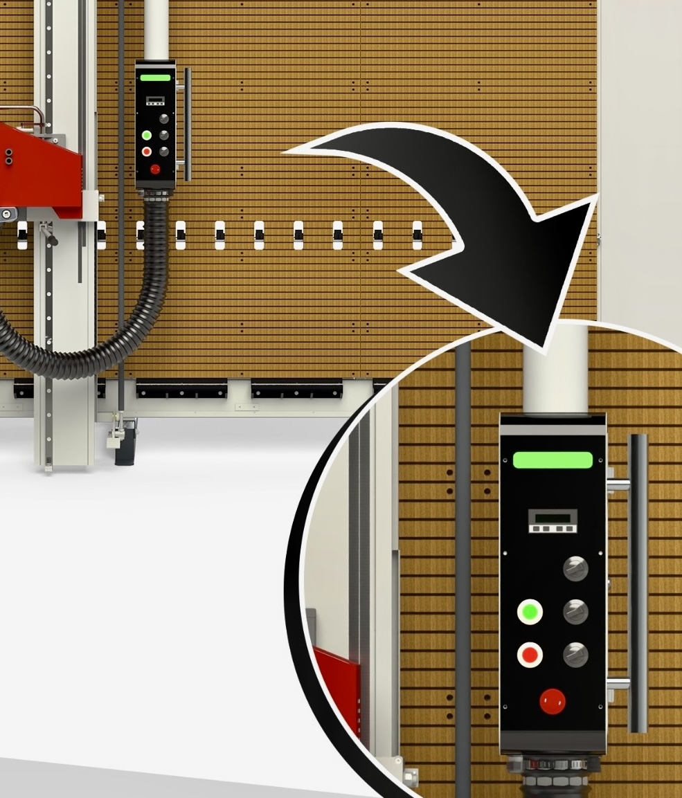 Quadro comandi sezionatrice verticale automatica per pannelli compositi MAKK CPM-AV